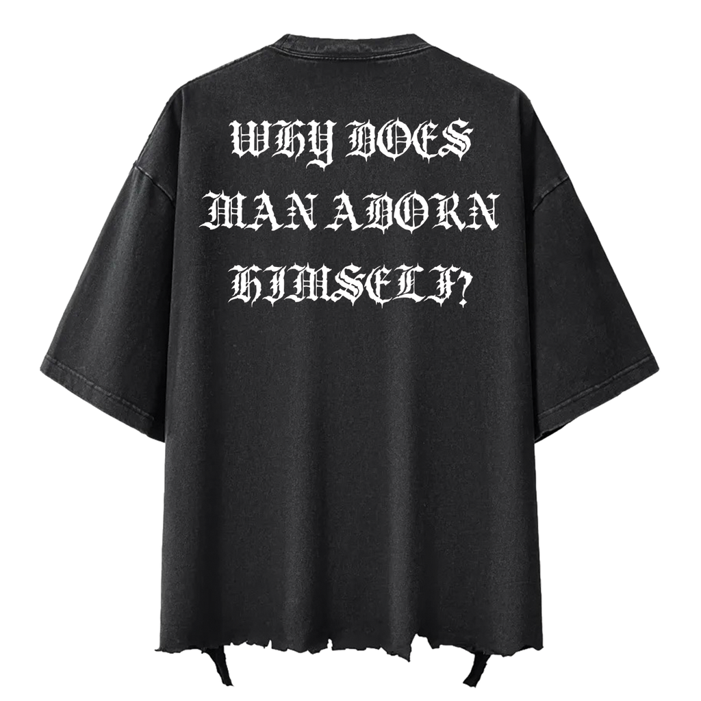 ANGEL OF DEATH RAW HEM SHIRT IN BLACK
