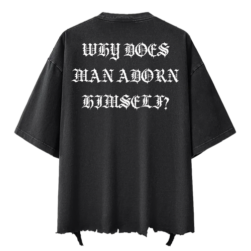 ANGEL OF DEATH RAW HEM SHIRT IN BLACK