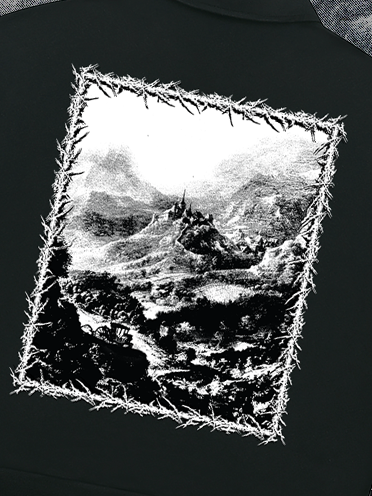 NOSFERATU'S CASTLE COLLARED CREWNECK IN DARKEST BLACK