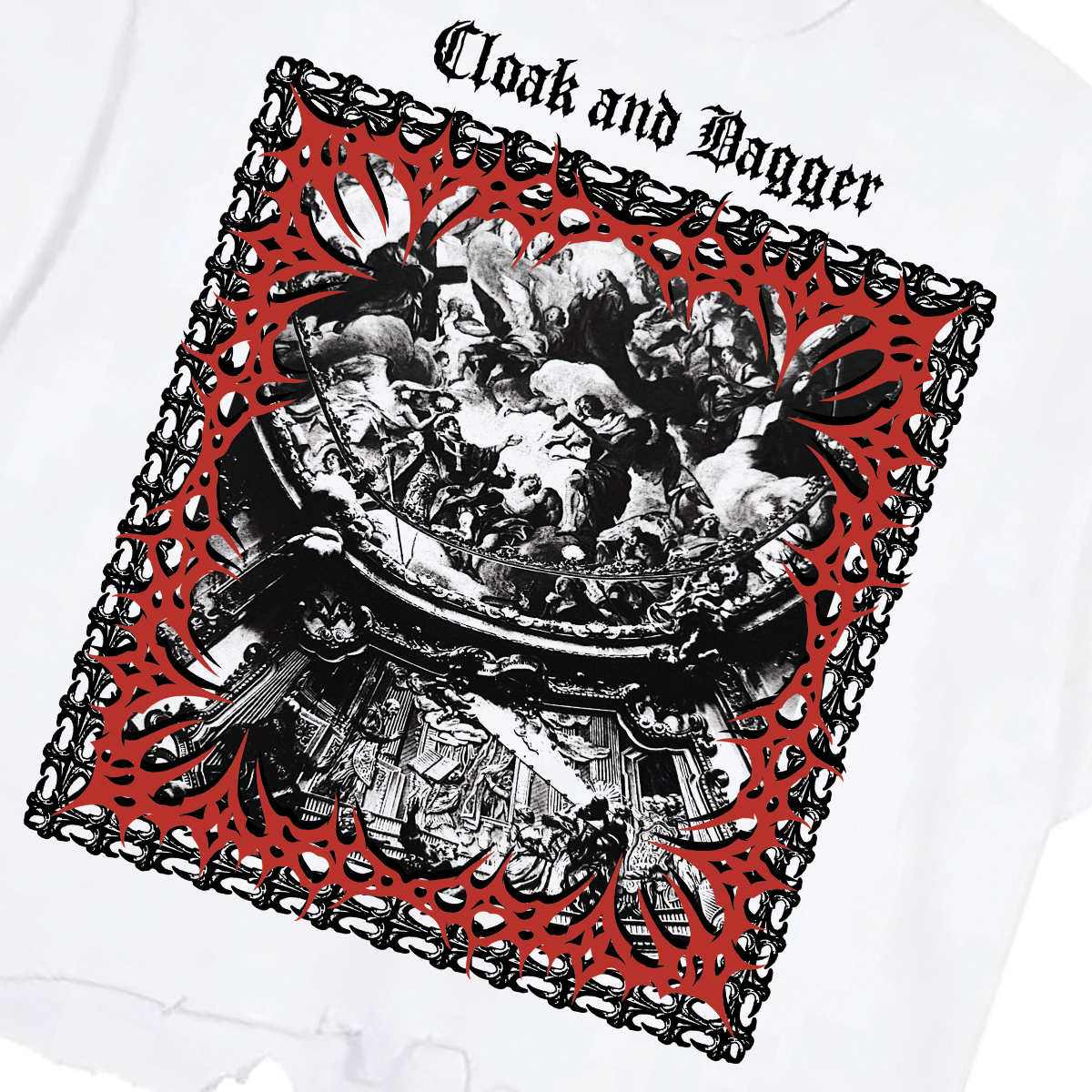 QUEEN OF HEAVEN BOXY RAW HEM TEE IN WHITE