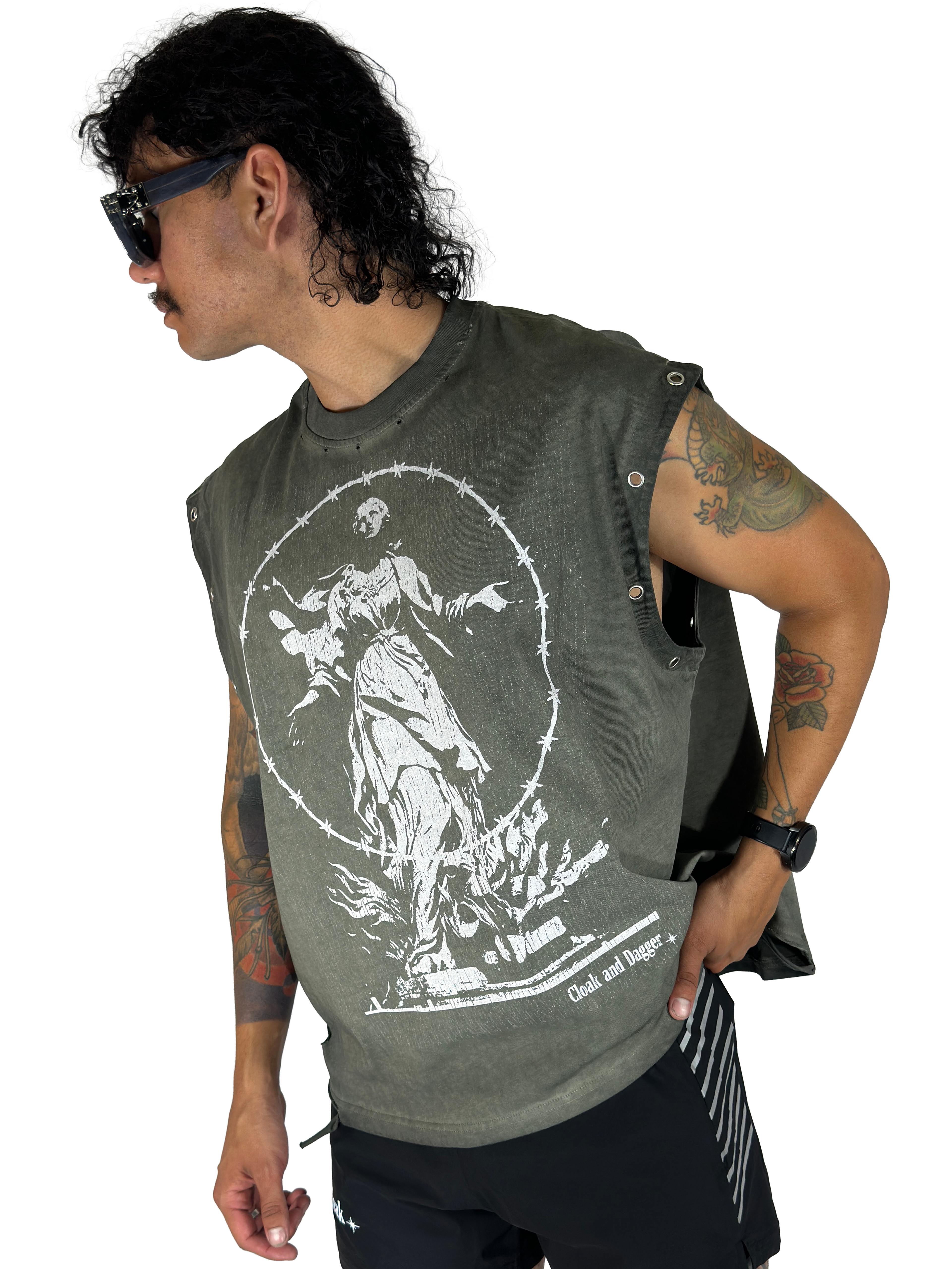 HALO GROMMET DISTRESSED TANK