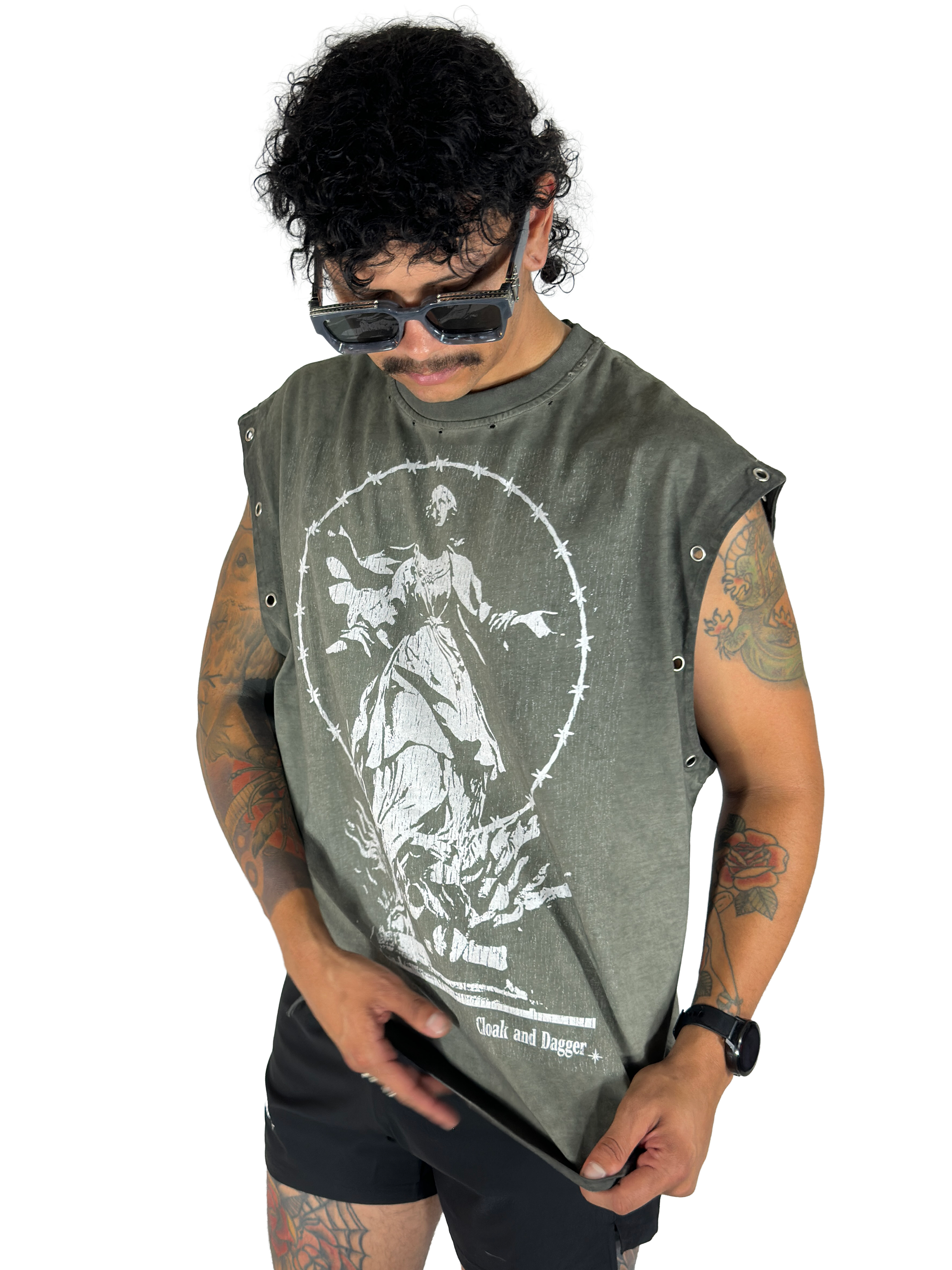 HALO GROMMET DISTRESSED TANK