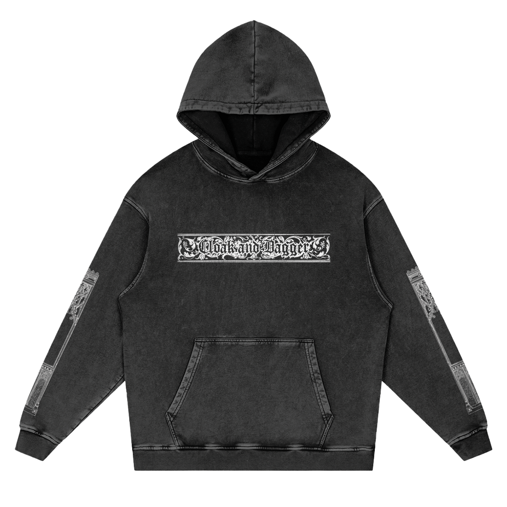 FILIGREE WASHED HOODIE IN BLACK