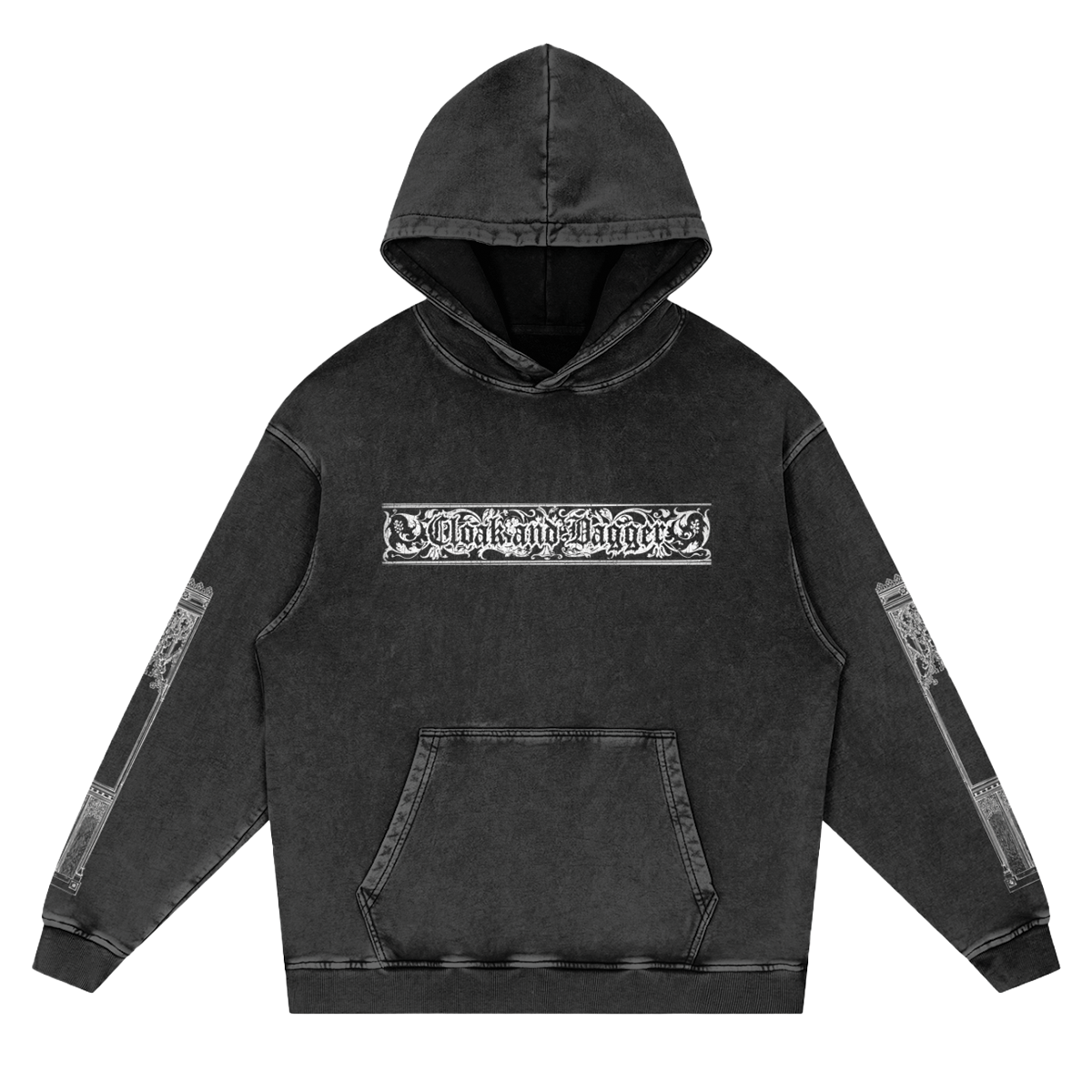 FILIGREE WASHED HOODIE IN BLACK