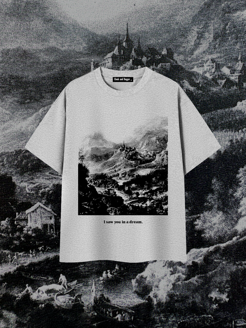 NOSFERATU'S CASTLE TEE IN MIST GRAY