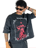 ANGEL OF DEATH RAW HEM SHIRT IN BLACK
