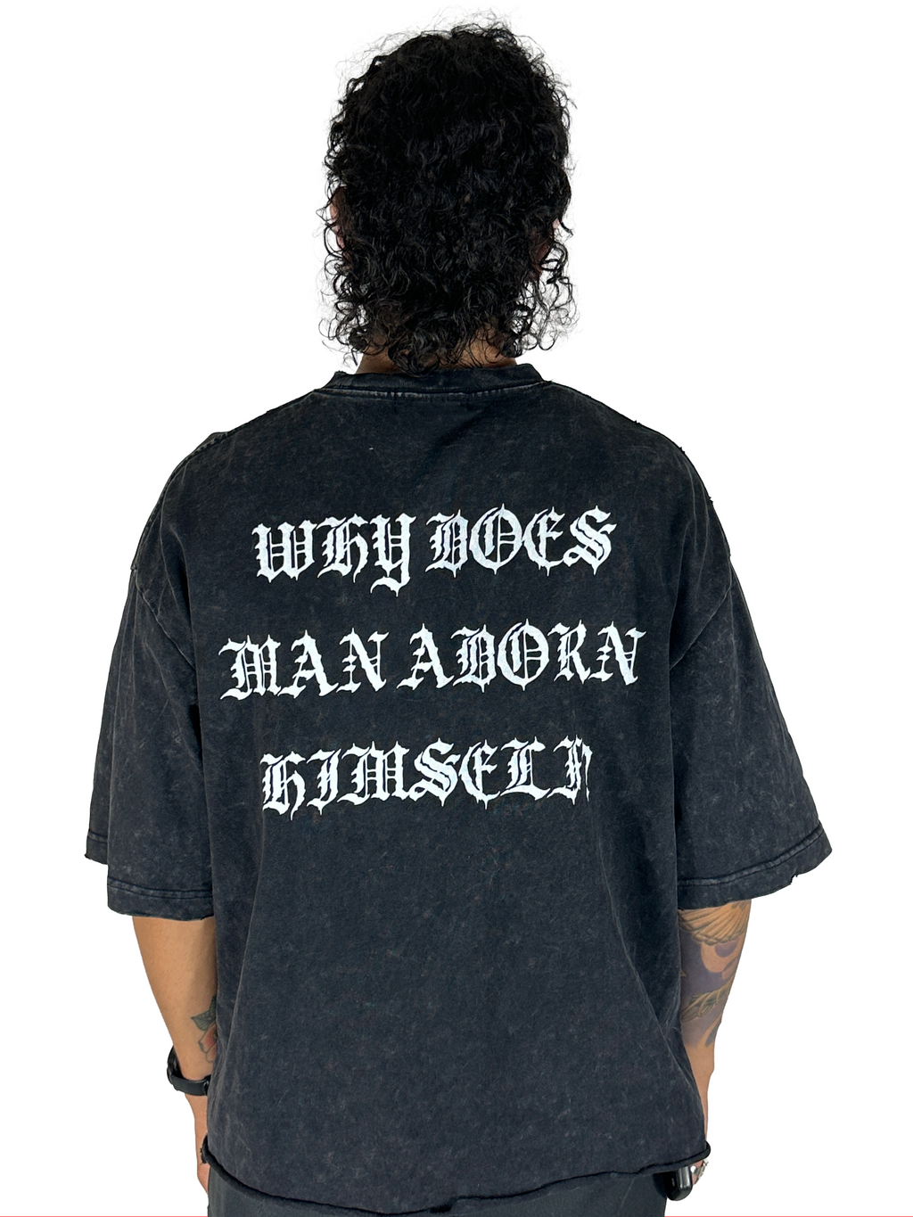 ANGEL OF DEATH RAW HEM SHIRT IN BLACK