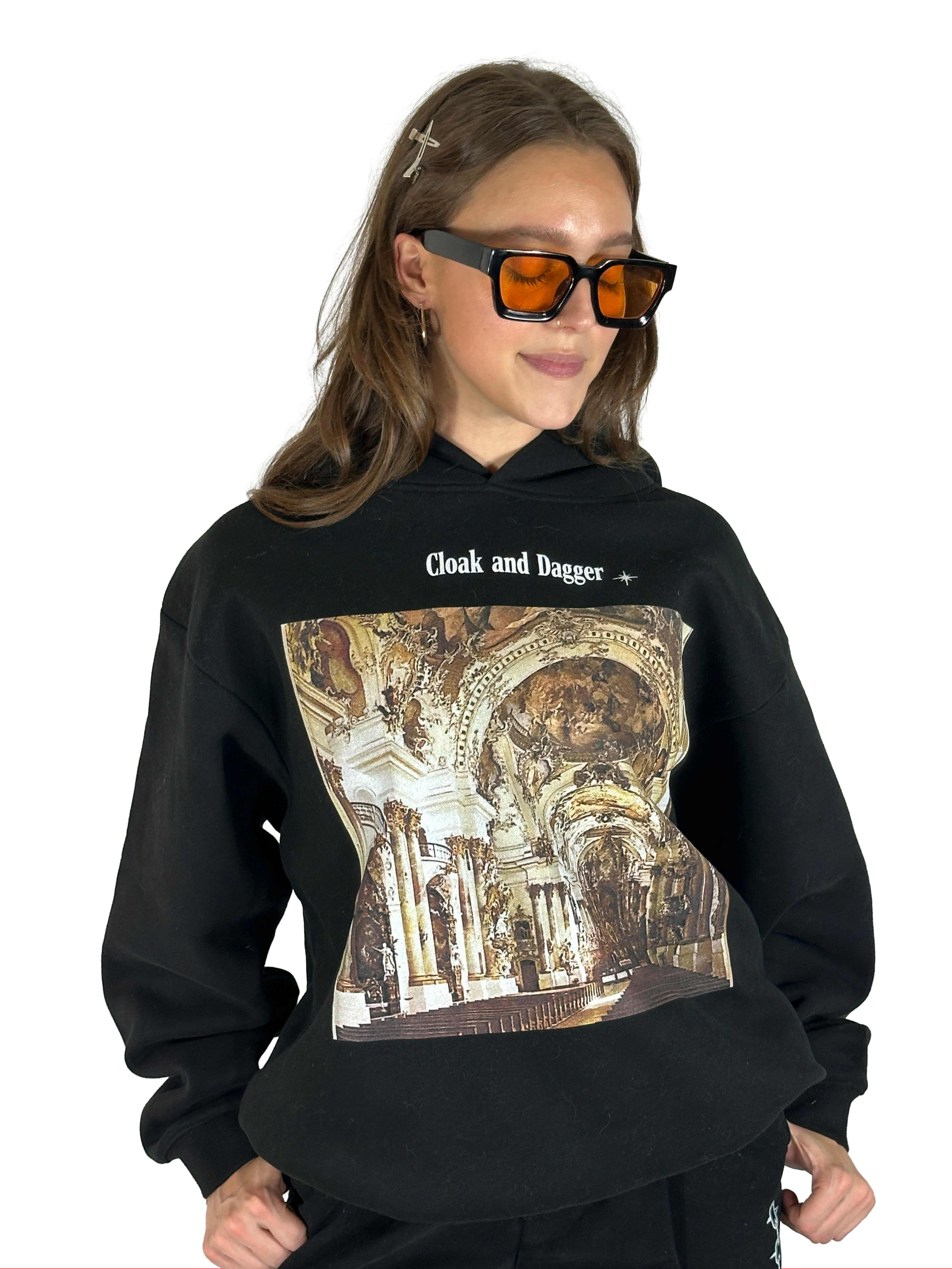THE GILDED CEILING HOODIE IN BLACK