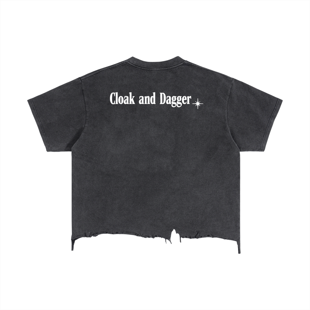 THE AUDIENCE BOXY RAW HEM TEE IN CHARCOAL