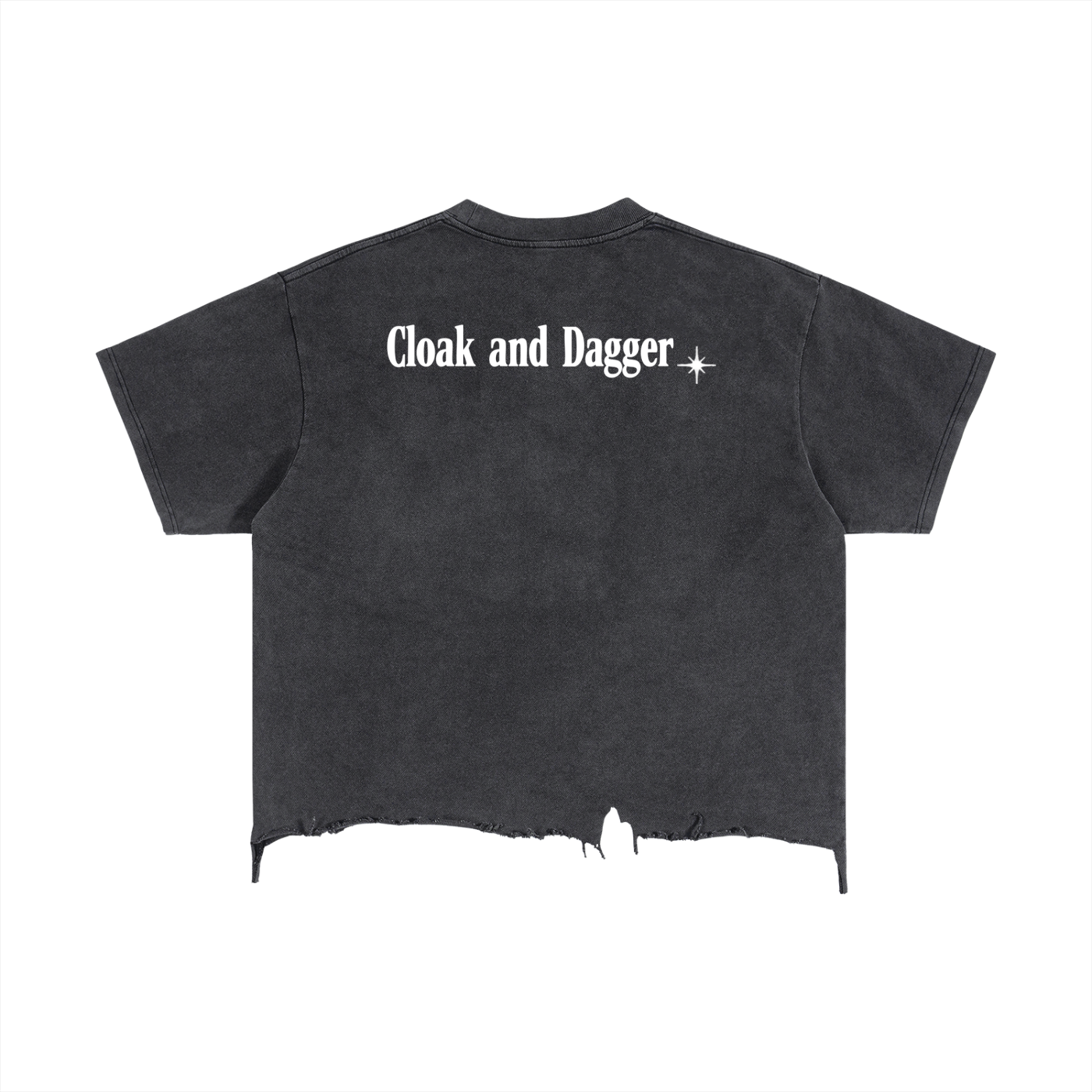 THE AUDIENCE BOXY RAW HEM TEE IN CHARCOAL