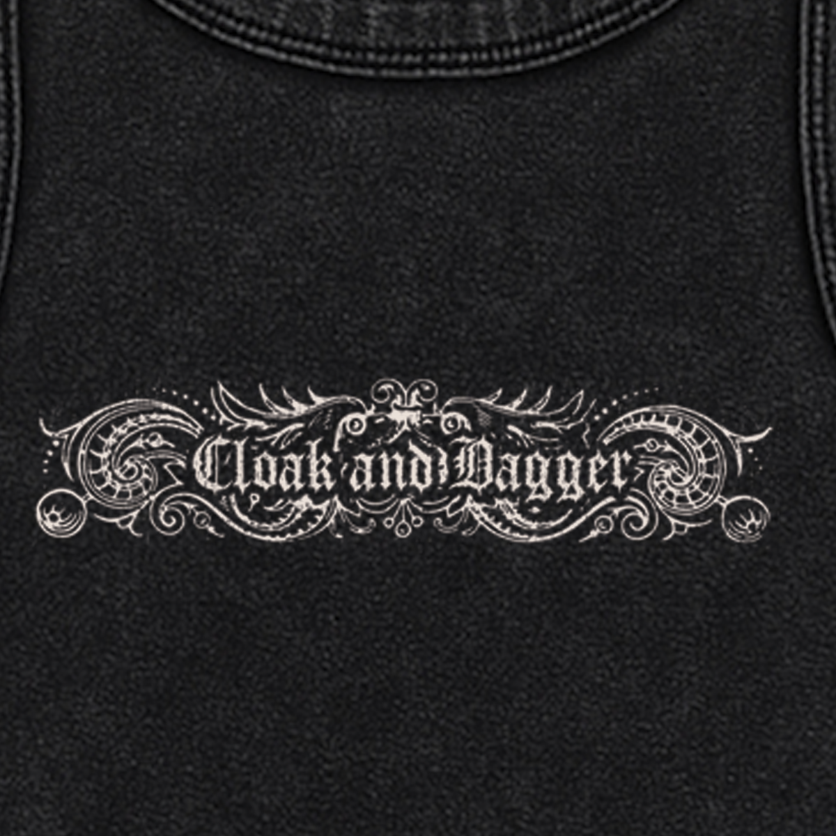 FILIGREE WASHED CROP TANK IN BLACK