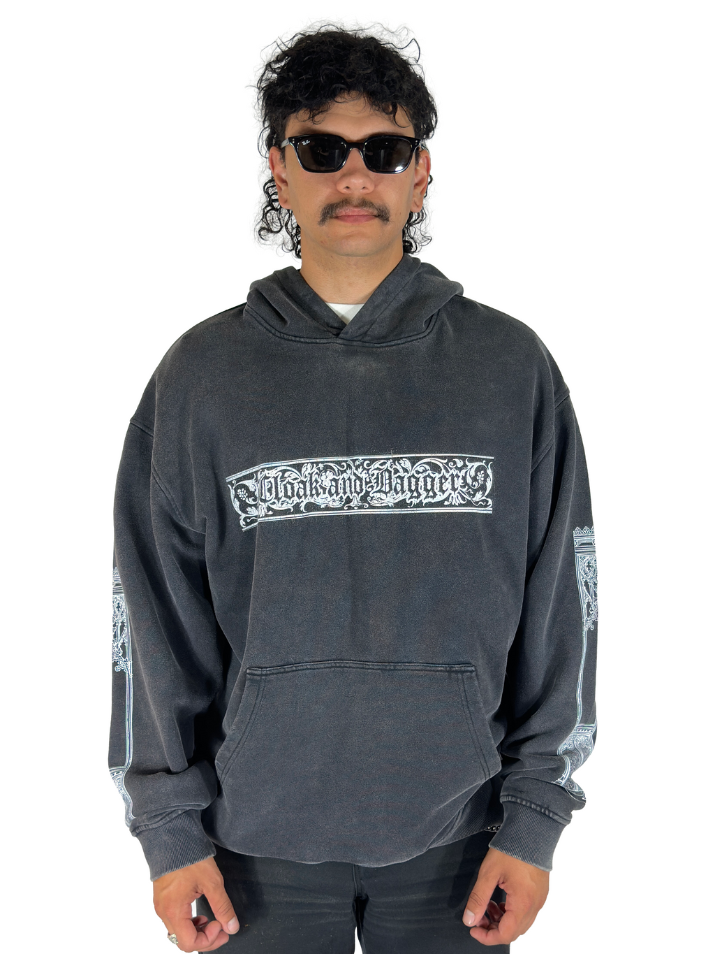 FILIGREE WASHED HOODIE IN BLACK