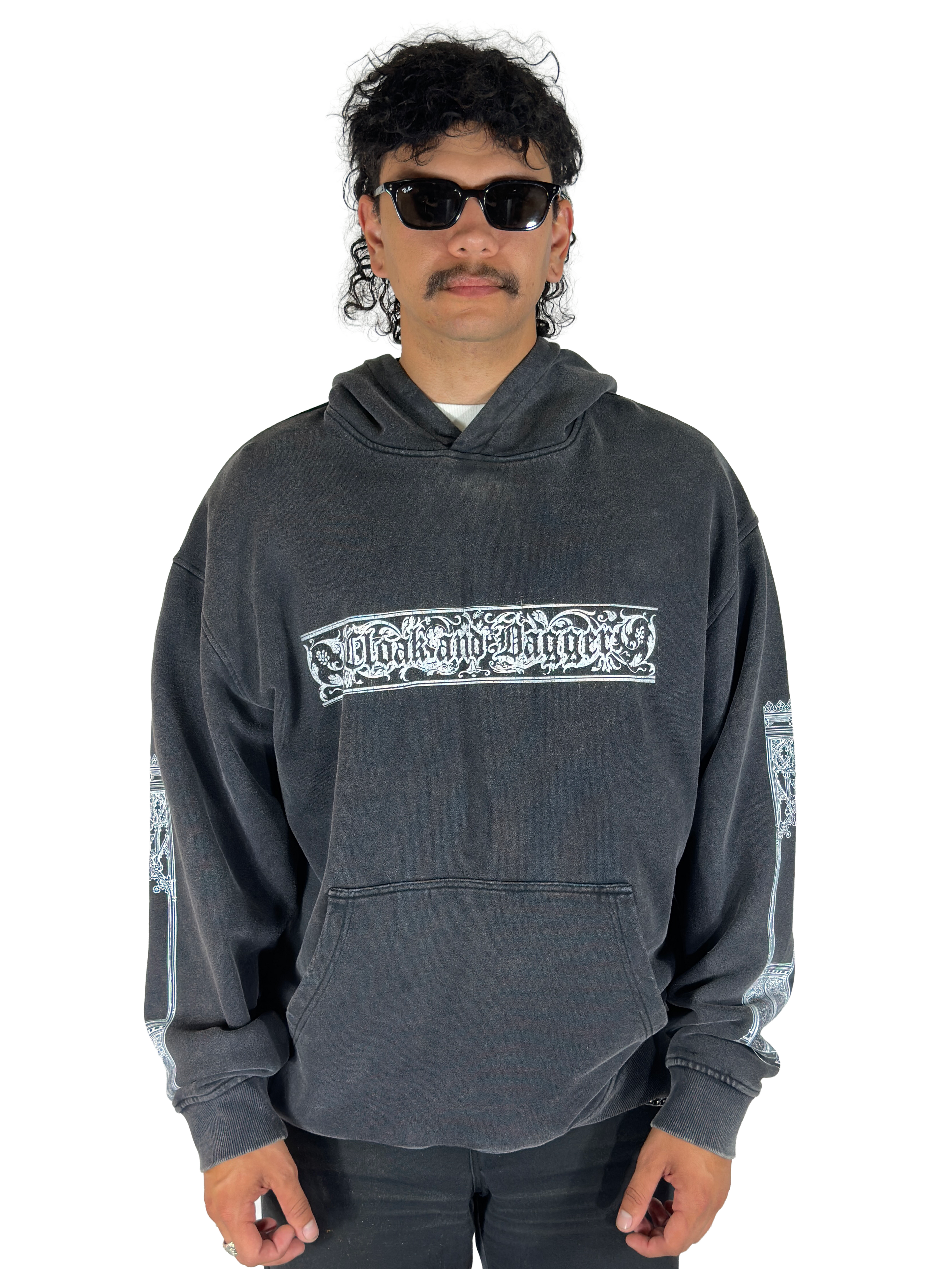 FILIGREE WASHED HOODIE IN BLACK