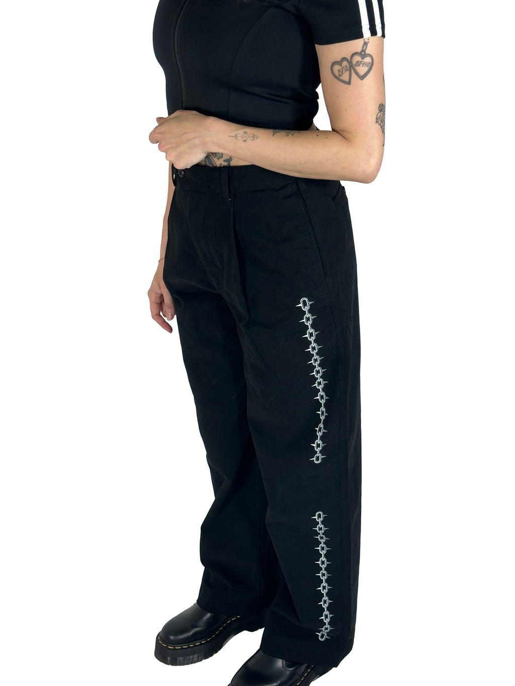 CHAINS OF LOVE STRAIGHT LEG ADJUSTABLE PANT IN BLACK