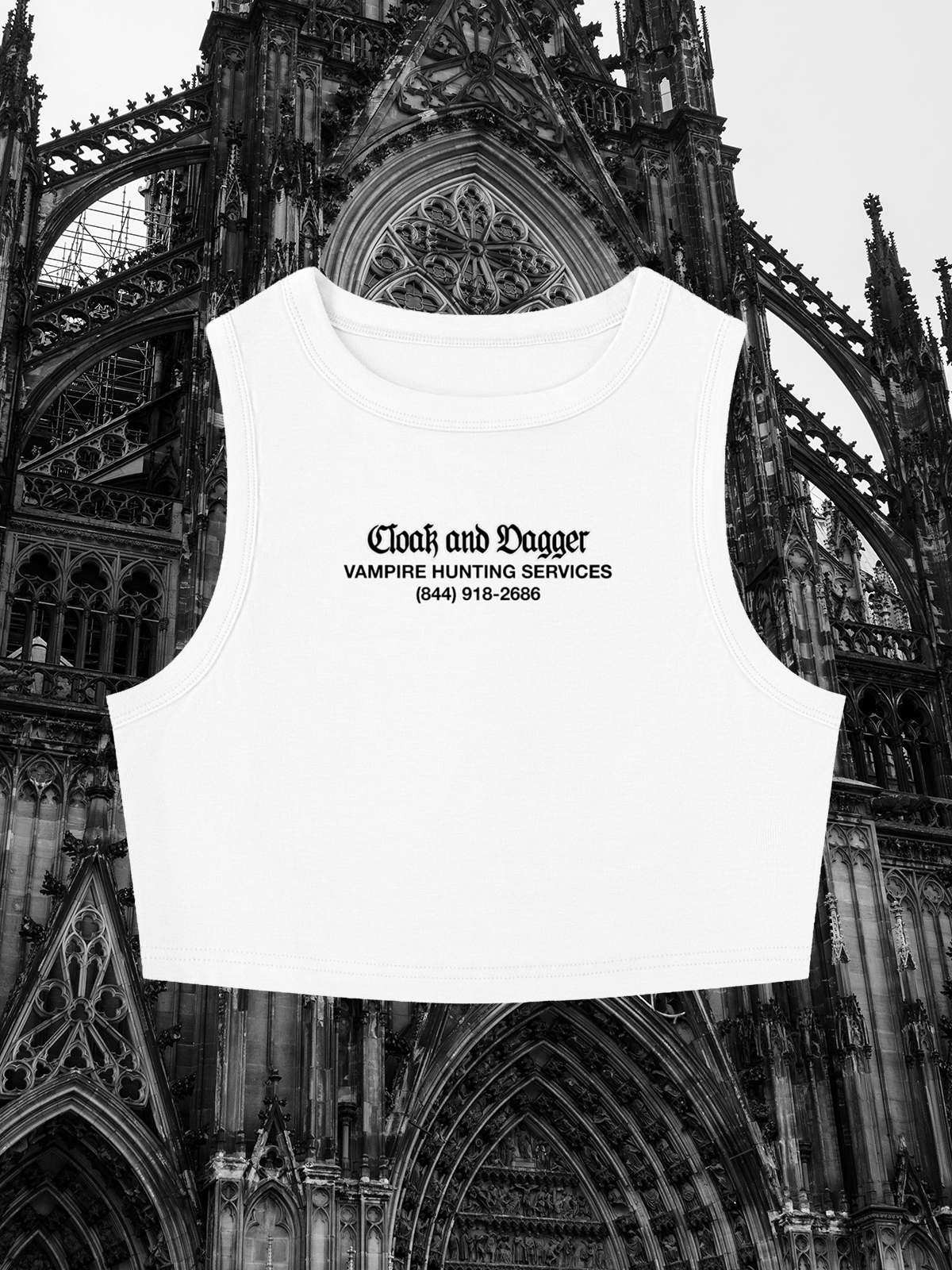 VAMPIRE HUNTER BABY TANK IN WHITE